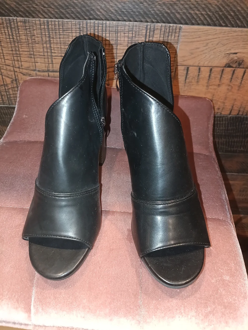 Women's Black Peep-Toe Ankle Booties - Classic Chic